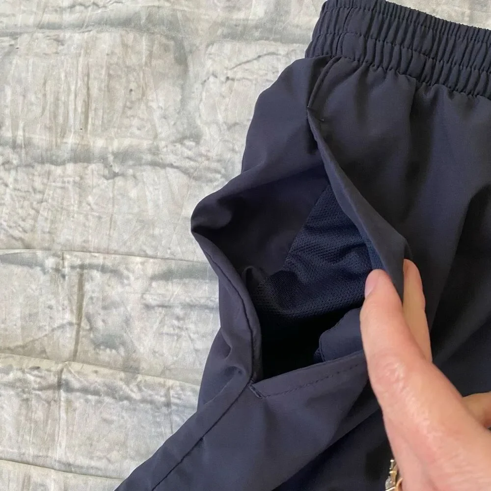 Champion men XL pull on swim shorts w/elastic waist and drawstring navy blue